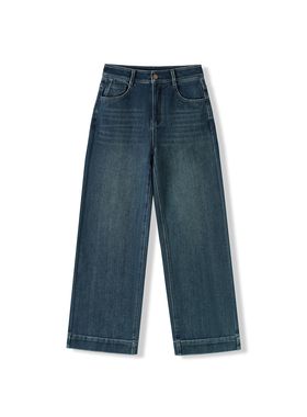 【晶晶姐妹专属】冬季复古水洗牛仔裤植绒直筒裤LYMBM-83106