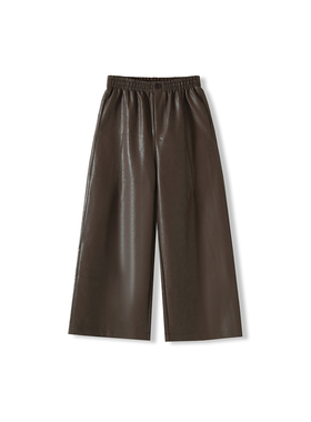 【晶晶姐妹专属】松紧腰柔软哑光九分阔腿蛋白皮裤LYMYC-8871