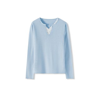 百搭上衣LYMJM 蕾丝V领开口领针织衫 春季 111 草莓粉丝专享