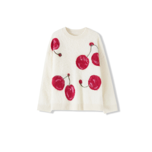 圆领樱桃羊毛拉毛毛衣LYMDLC 冬季 A205530 大晶粉丝专享