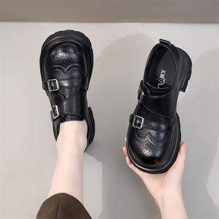 不累脚软底乐福鞋 复古风厚底小皮鞋 百搭单鞋 时尚 女2026年春秋新款