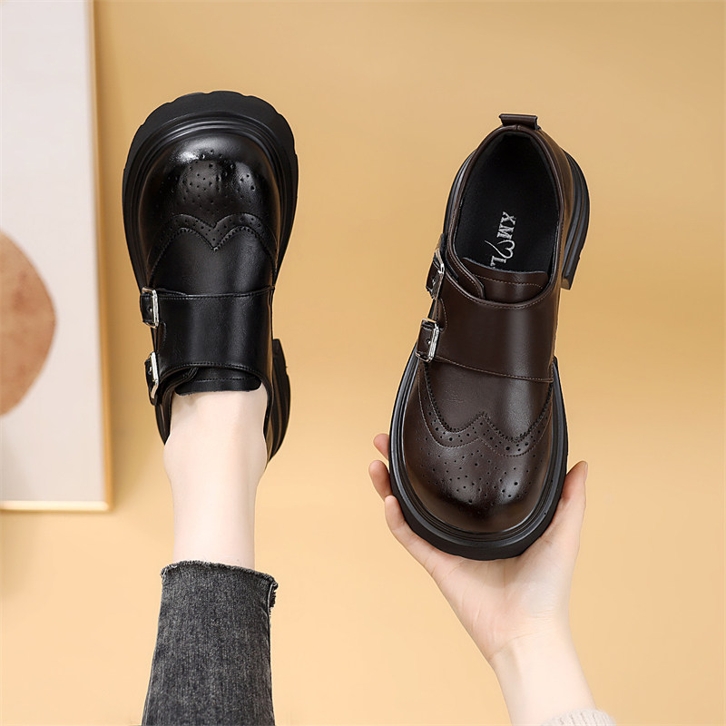 复古扣带厚底小皮鞋女2026年春秋新款透气百搭温柔单鞋增高乐福鞋,女鞋,乐福鞋（豆豆鞋）,淘宝优惠券,粉丝福利购,淘宝优惠卷