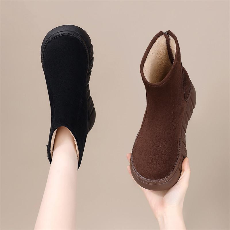 绒面雪地靴女2025年冬新款加绒加厚东北大棉棉靴软底百搭显瘦短靴,女鞋,马丁靴,淘宝优惠券,粉丝福利购,淘宝优惠卷