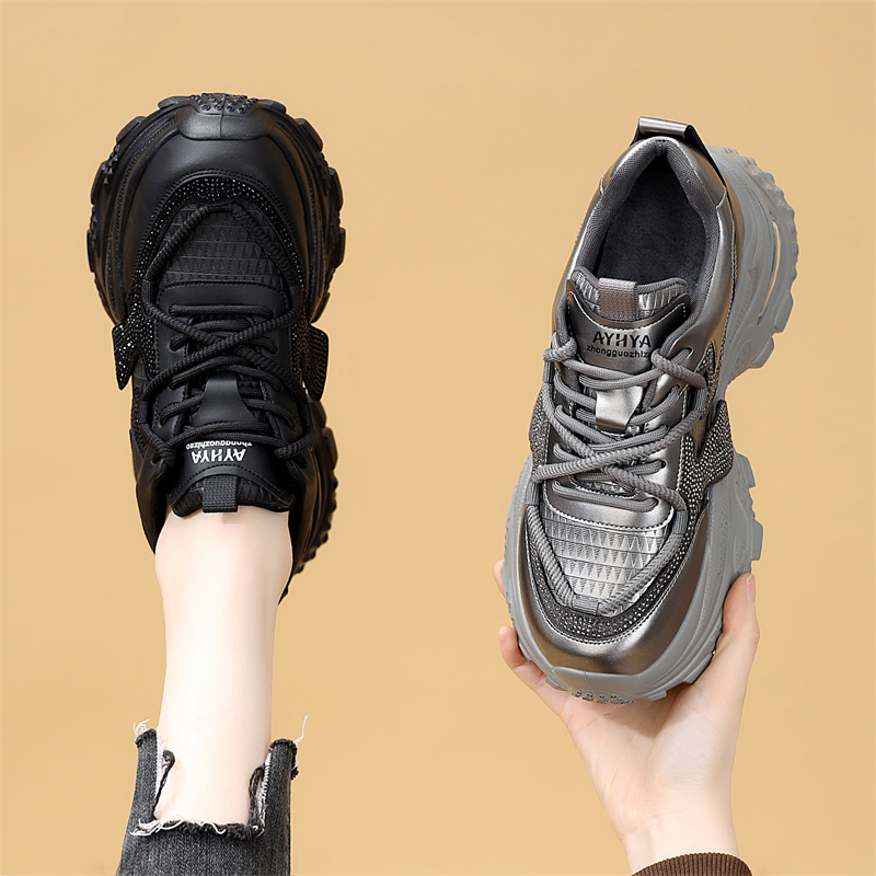 2025秋冬新款透气加绒显瘦老爹鞋