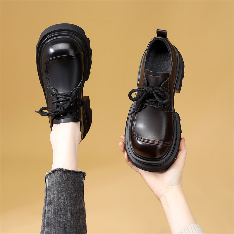 厚底小皮鞋女2026秋冬新款增高防水小个子短靴软底舒适显瘦乐福鞋,女鞋,乐福鞋（豆豆鞋）,淘宝优惠券,粉丝福利购,淘宝优惠卷