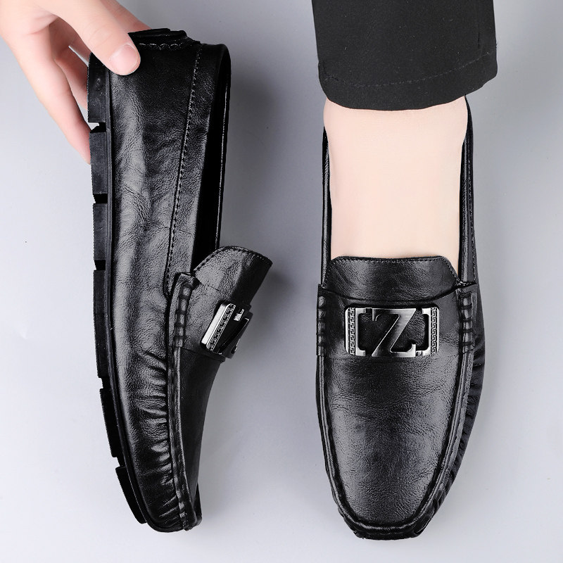 男士休闲皮鞋秋季2025新款软面真皮男鞋懒人鞋一脚蹬驾车鞋豆豆鞋,流行男鞋,乐福鞋（豆豆鞋）,淘宝优惠券,粉丝福利购,淘宝优惠卷