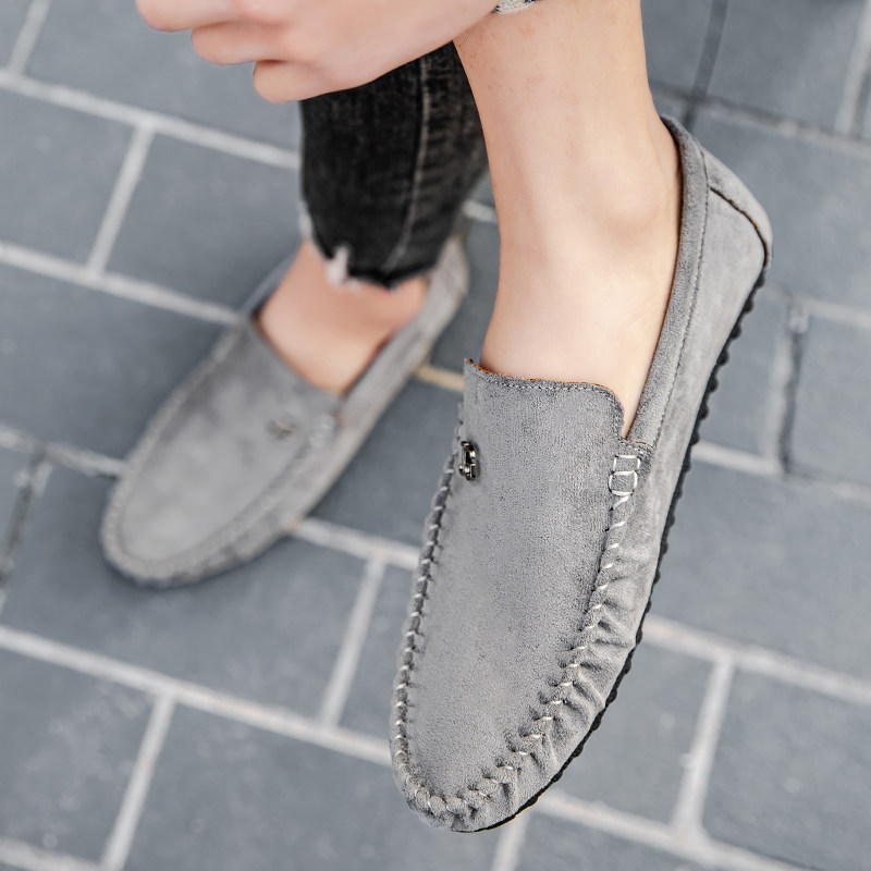 豆豆鞋男春夏季布面透气一脚蹬懒人休闲鞋百搭软底乐福鞋2025新款