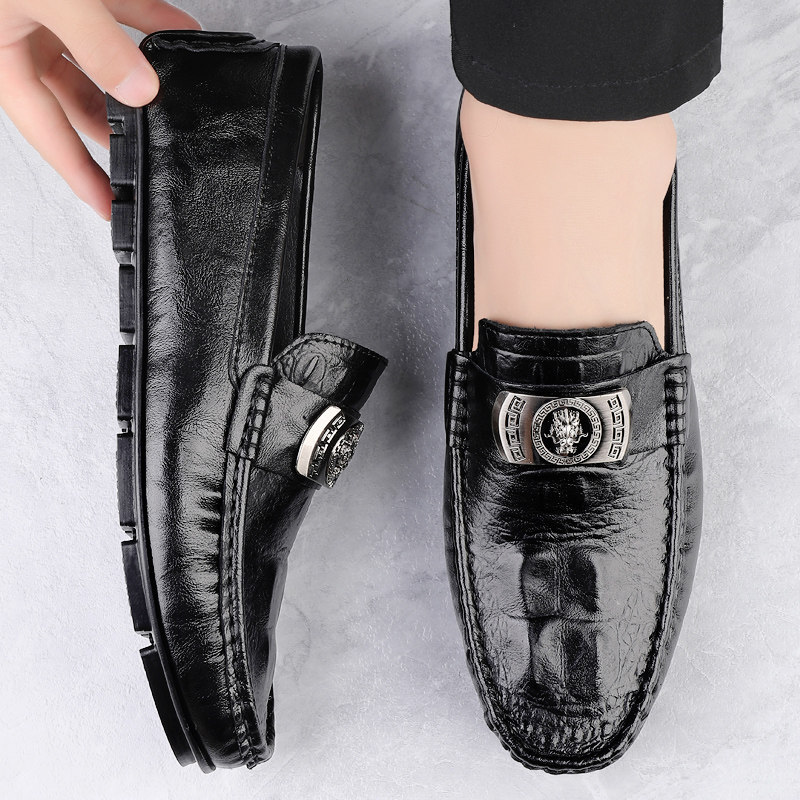 豆豆鞋男2026新款真皮一脚蹬懒人鞋软底休闲皮鞋黑色百搭大码男鞋,流行男鞋,乐福鞋（豆豆鞋）,淘宝优惠券,粉丝福利购,淘宝优惠卷