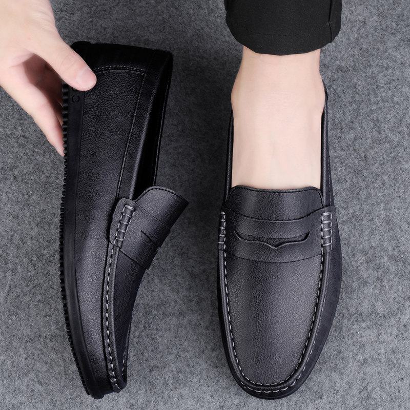 豆豆鞋2025春季新款大码商务男鞋韩版潮流软底一脚蹬懒人休闲皮鞋,流行男鞋,乐福鞋（豆豆鞋）,淘宝优惠券,粉丝福利购,淘宝优惠卷