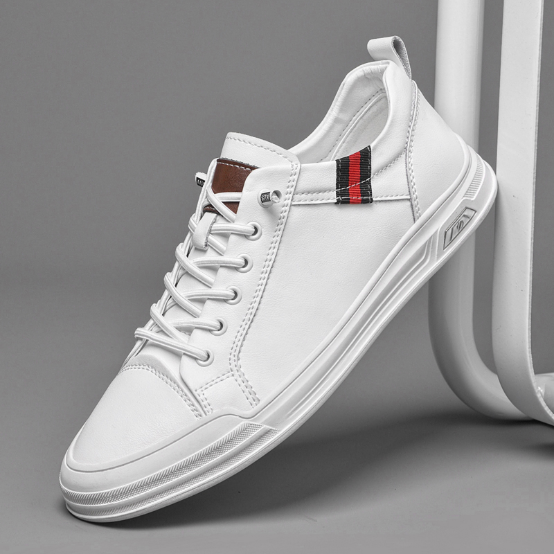 小白鞋男一脚蹬潮流百搭休闲皮鞋