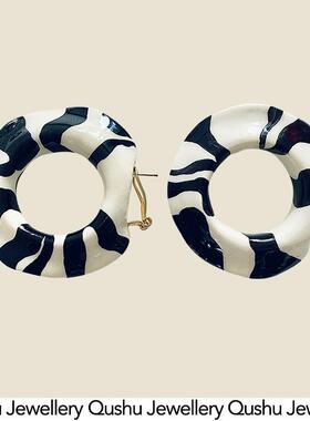 Qushu Jewellery 手工非洲部落风艺术耳环手绘动物纹小众感耳饰