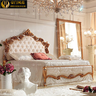 奢华主卧床法式 欧式 手工彩绘布艺公主床高端轻奢婚床别墅卧室家具