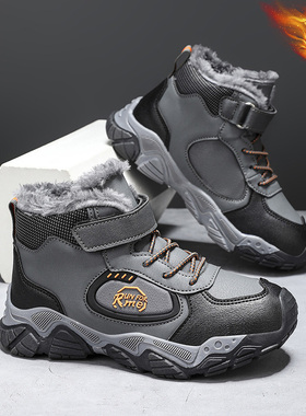ABC/EUEU儿童雪地靴冬季加绒保暖防滑高帮男童鞋中大童棉鞋运动鞋