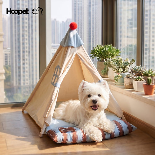 Hoopet猫窝狗窝四季通用半封闭安全感比熊宠物屋猫咪床睡觉帐篷狗