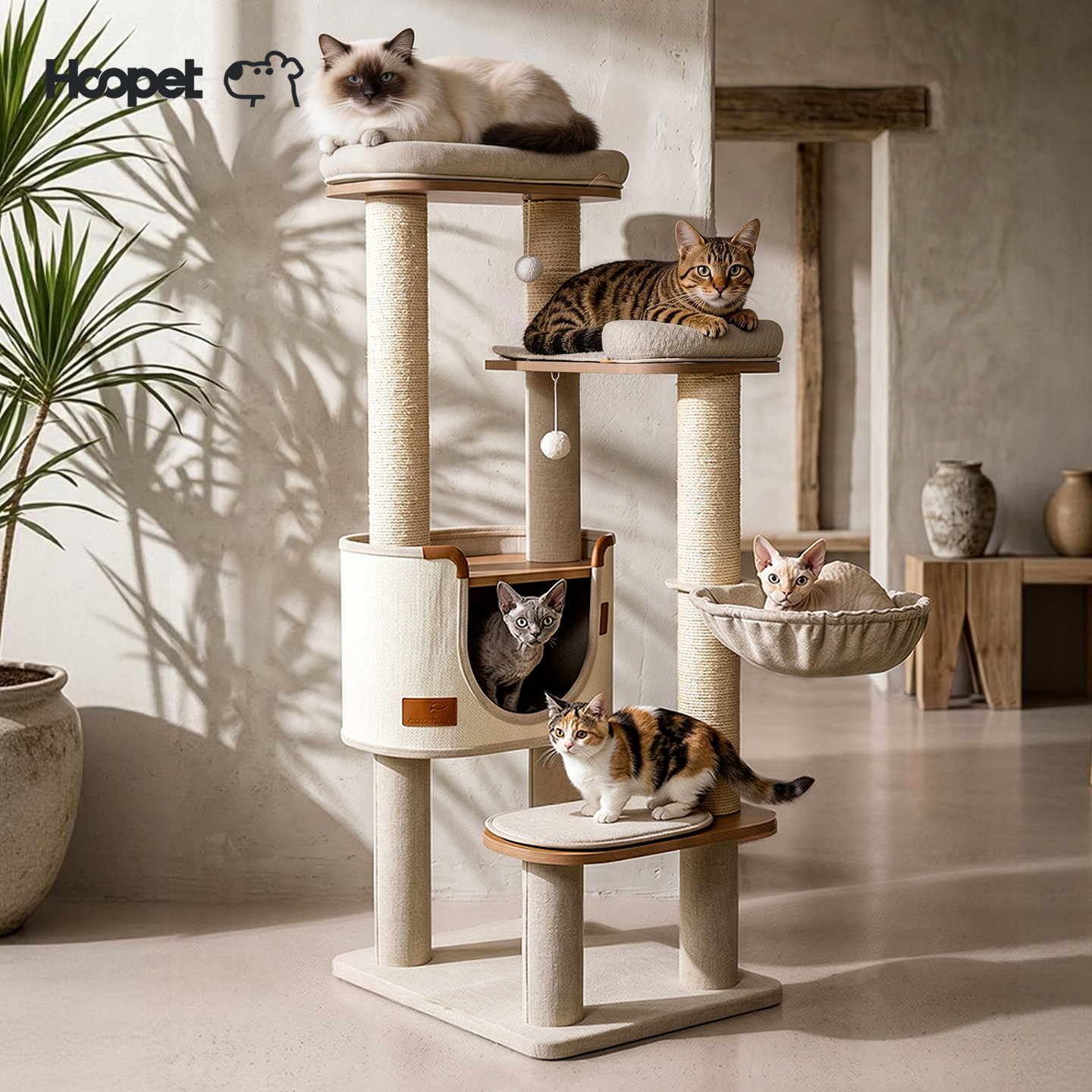 Hoopet猫爬架家用不占地猫爬柱猫架子猫窝一体大型高款猫咪攀爬架
