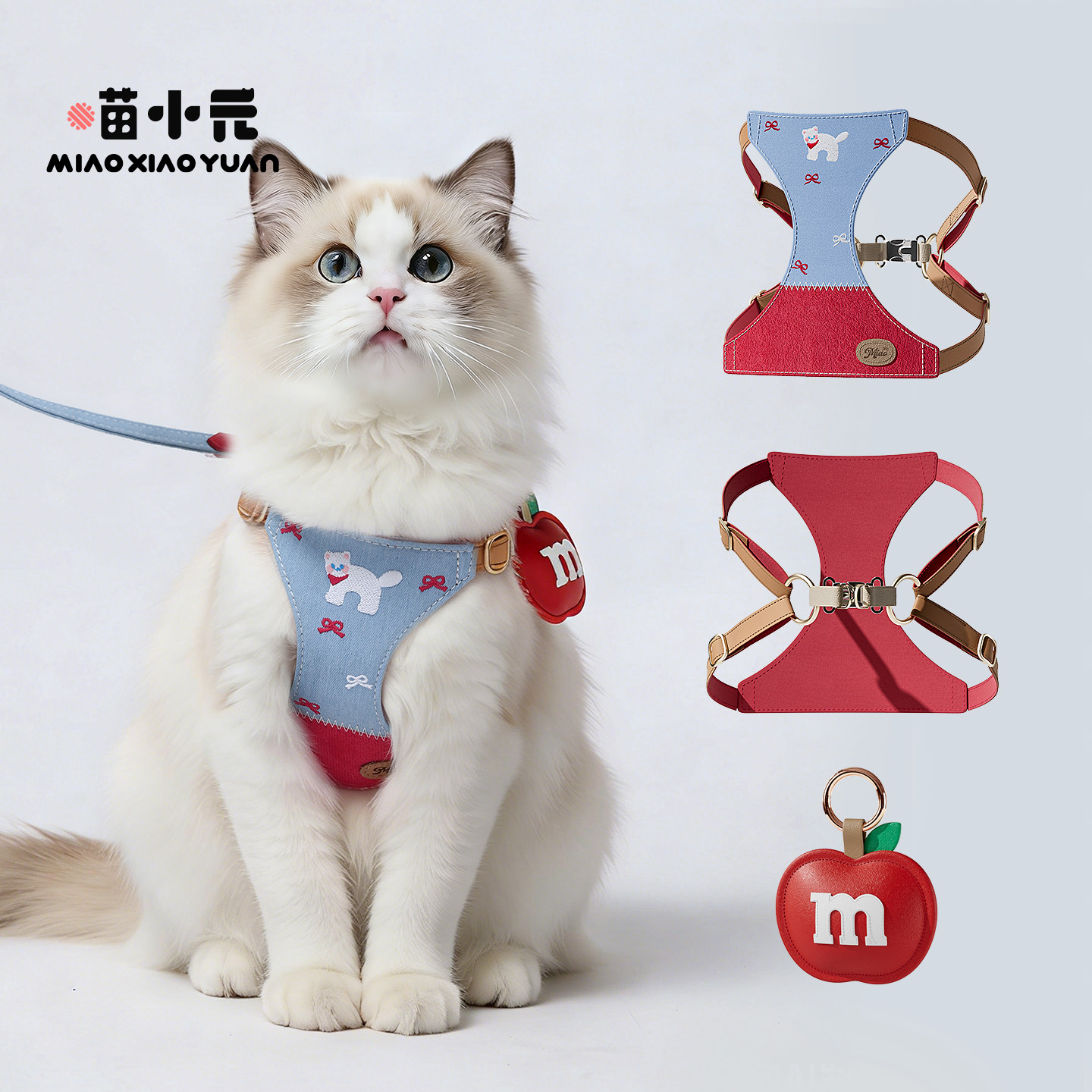 喵小元|圣诞过年牛仔胸背套装猫咪牵引绳背心式放挣脱遛猫遛狗,宠物/宠物食品及用品,猫牵引绳,淘宝优惠券,粉丝福利购,淘宝优惠卷
