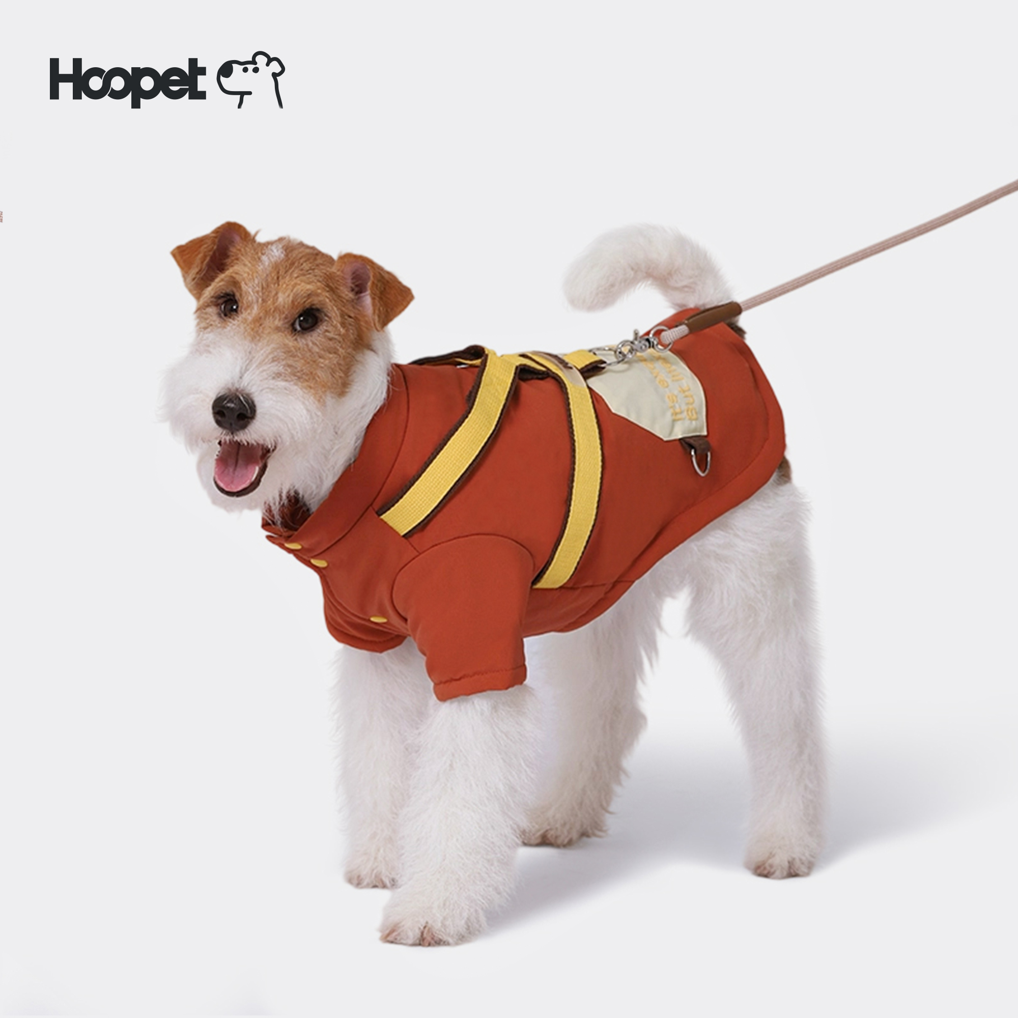 Hoopet带牵引棉服中小型犬猫秋冬季外出狗防掉毛加厚衣服保暖狗狗