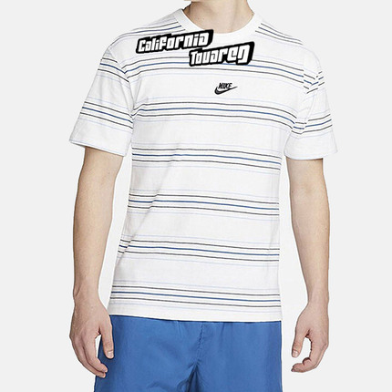 耐克Nike2022夏新款男子条纹印花圆领运动休闲短袖T恤DQ1117-100