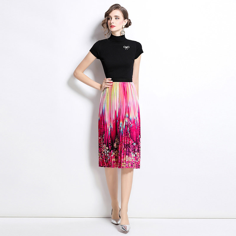 高级感小个子女士夏季套装裙小香风时尚潮流打底衫+半身裙两件套