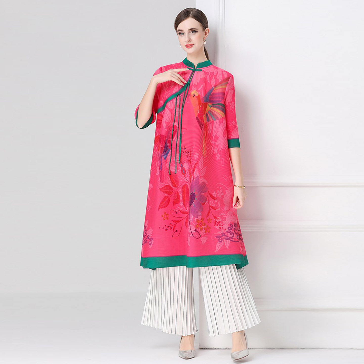 2026春夏季复古国风改良旗袍连衣裙女优雅气质印花褶皱工艺a字裙,女装/女士精品,连衣裙,淘宝优惠券,粉丝福利购,淘宝优惠卷