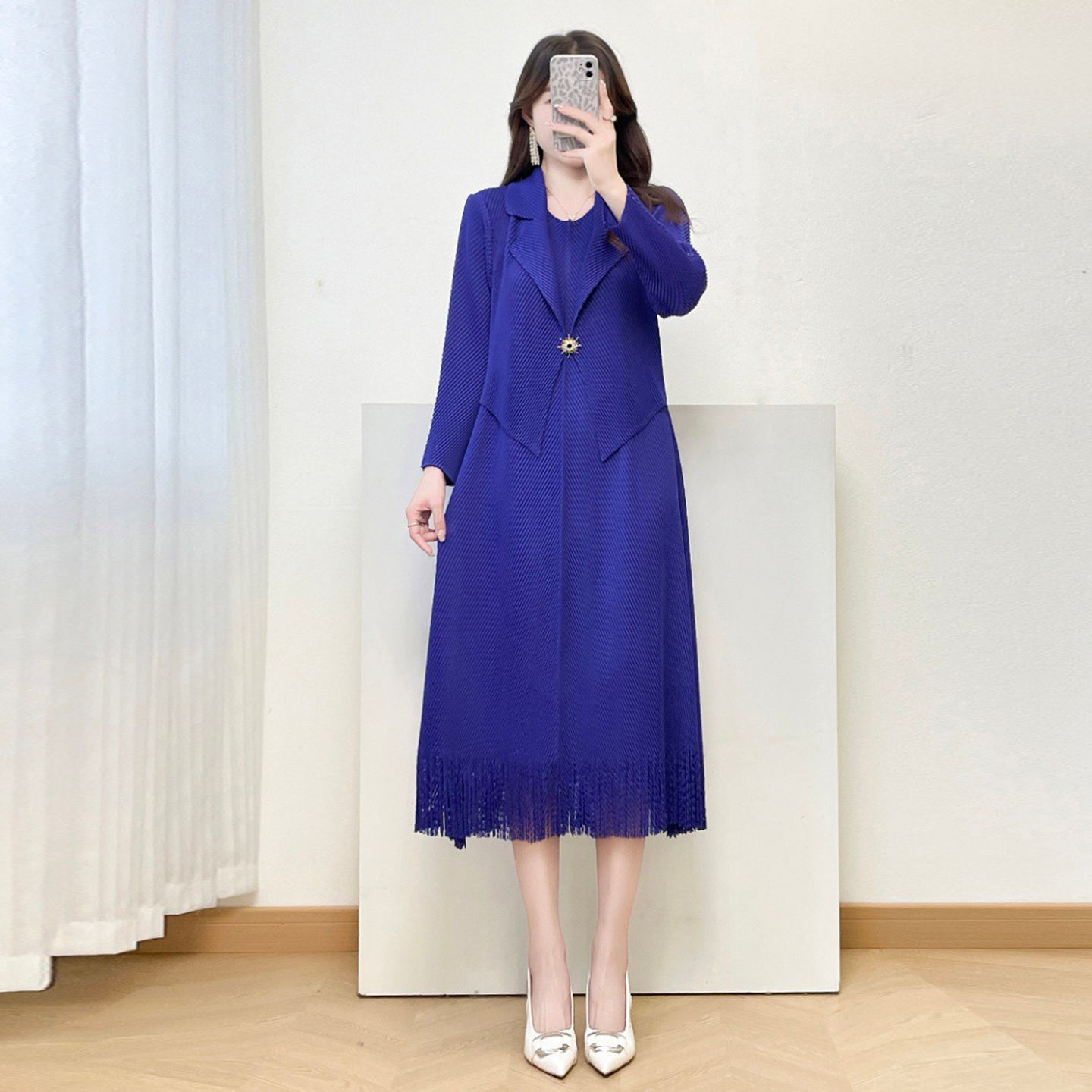 妈妈端庄大气褶皱工艺连衣裙礼服