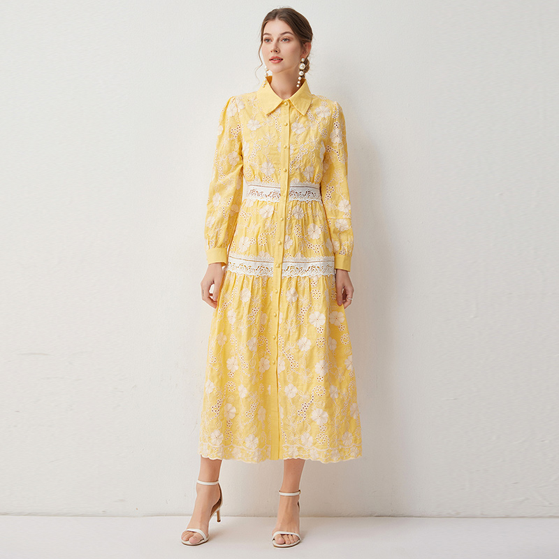 夏季新款时尚优雅蕾丝刺绣连衣裙