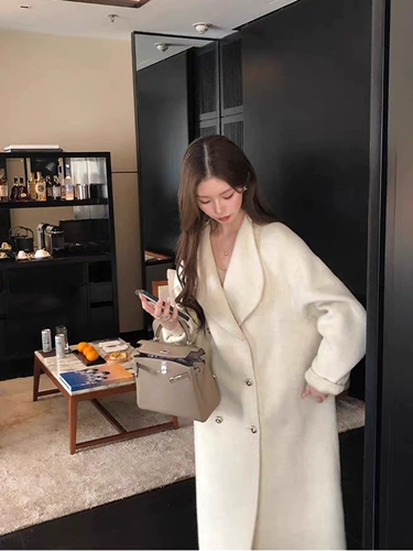 Белое шерстяное двусторонное кашемировое зимнее шерстяное пальто, изысканный стиль, 2025 года, городской стиль, подходит для подростков