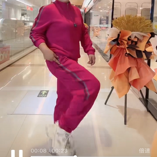 大码女装2025秋季新款韩版时尚休闲宽松立领帕条上衣配休闲裤套装