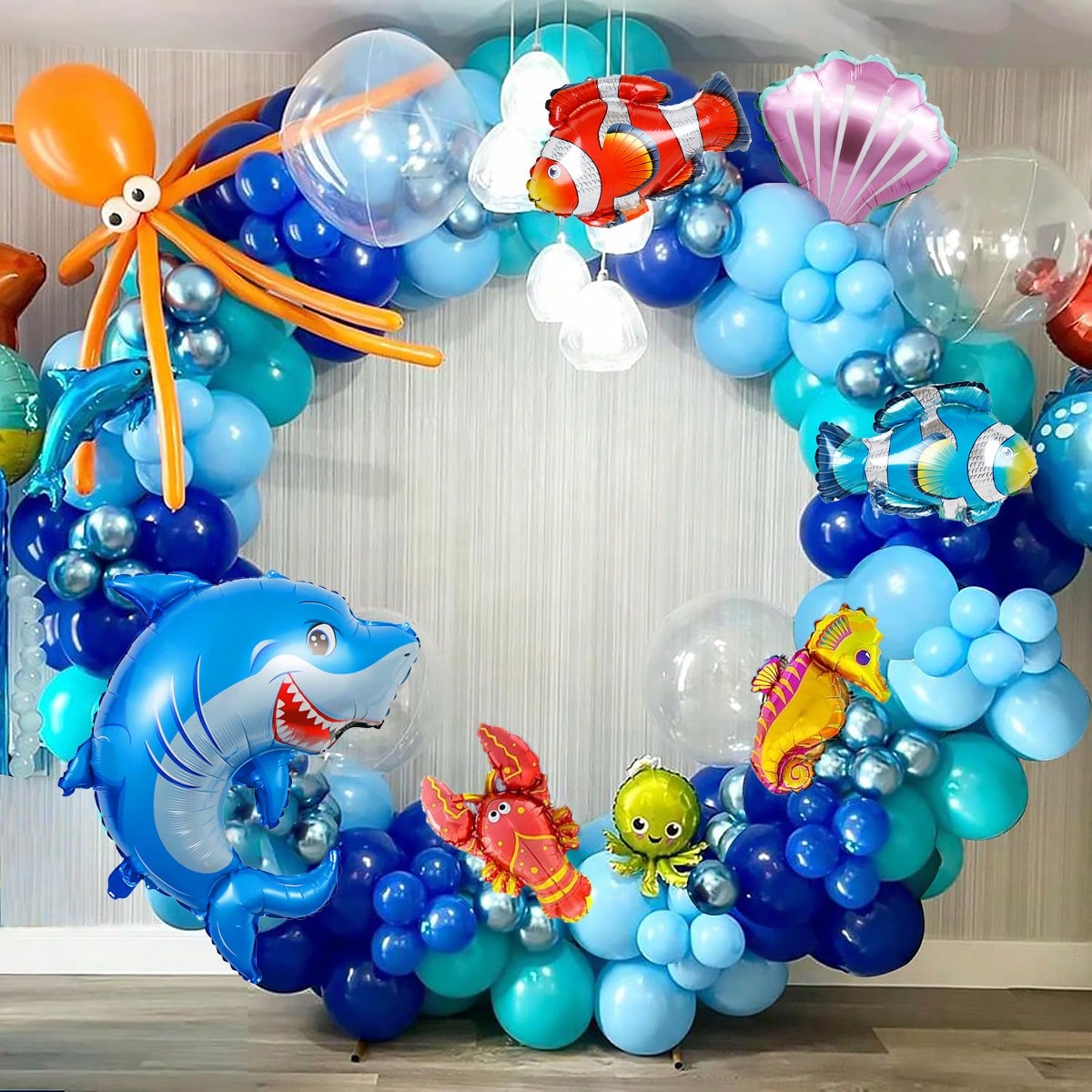 蓝色海洋动物气球套装