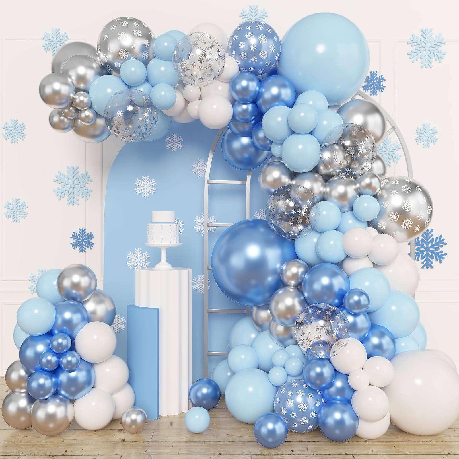 金属蓝雪花女孩生日派对气球链