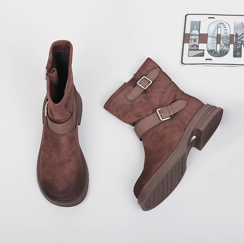 2025新款大码女鞋41-43时尚休闲冬季棉靴特大号马丁靴舒适西部靴