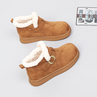 胖mm鞋 女鞋 宽胖脚棉靴新款 2025冬季 休闲雪地靴 加绒时尚 43大码