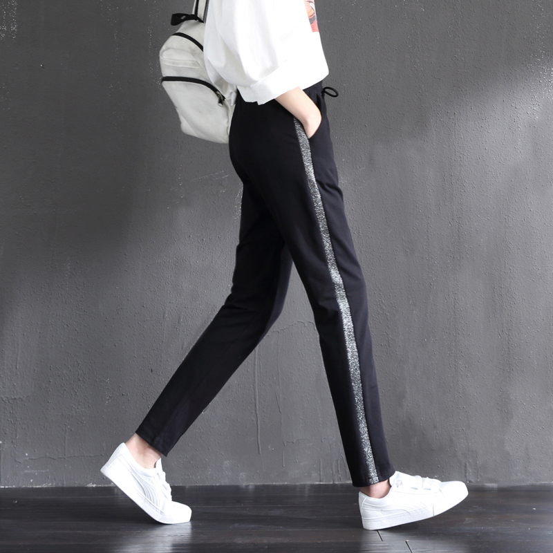 女童纯棉运动裤直筒秋冬加绒裤子