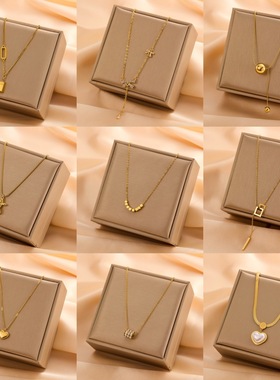 不掉色钛钢项链女爱心蝴蝶锁骨链