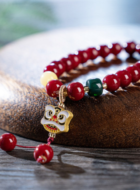 醒狮仿朱砂手链如意平安莲花手串