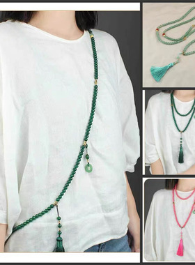 长款斜挎项链唐卡醒狮财神毛衣链