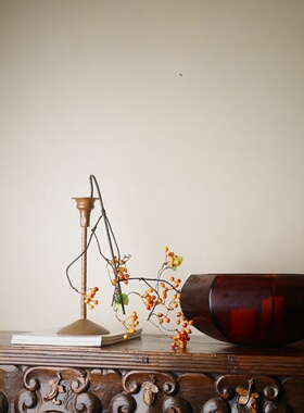 十境琥珀色八面敞口琉璃花器