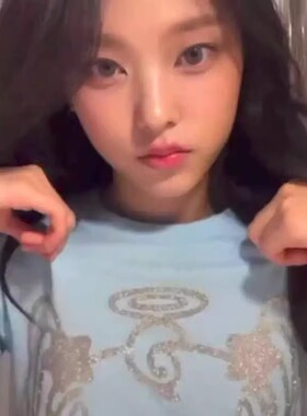 Muse Vibe*26SS姜海粼haerin同款天蓝色修身女纯棉短袖T恤