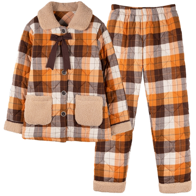 女士纯棉夹棉妈妈加厚家居服保暖