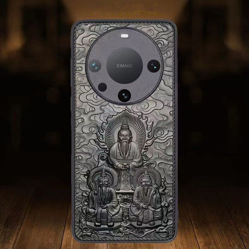 三清道祖华为mate70紫光檀手机壳60 pro+全包防摔保护套华为MATE60 RS保时捷复古实木浮雕赵公明男女新款适用