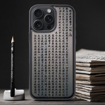 心经苹果15pro max防摔手机壳iphone16E保护套14 plus个性黑檀木13 mini复古中国风12雕刻文字11男女新款适用