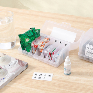 日本进口小药箱家用7分格医药箱家庭装药品收纳盒应急药物整理盒