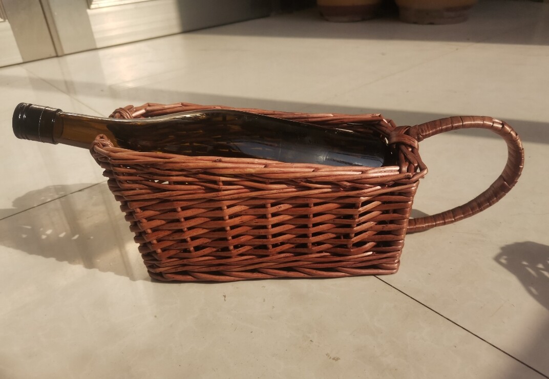 手工藤编手提篮子红酒洋酒啤酒放酒托篮置物架侍酒瓶架支持定做