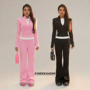 【蜜蜜家】欧美辣妹显瘦运动修身上衣/加绒套装25/Z692/Z653+K158