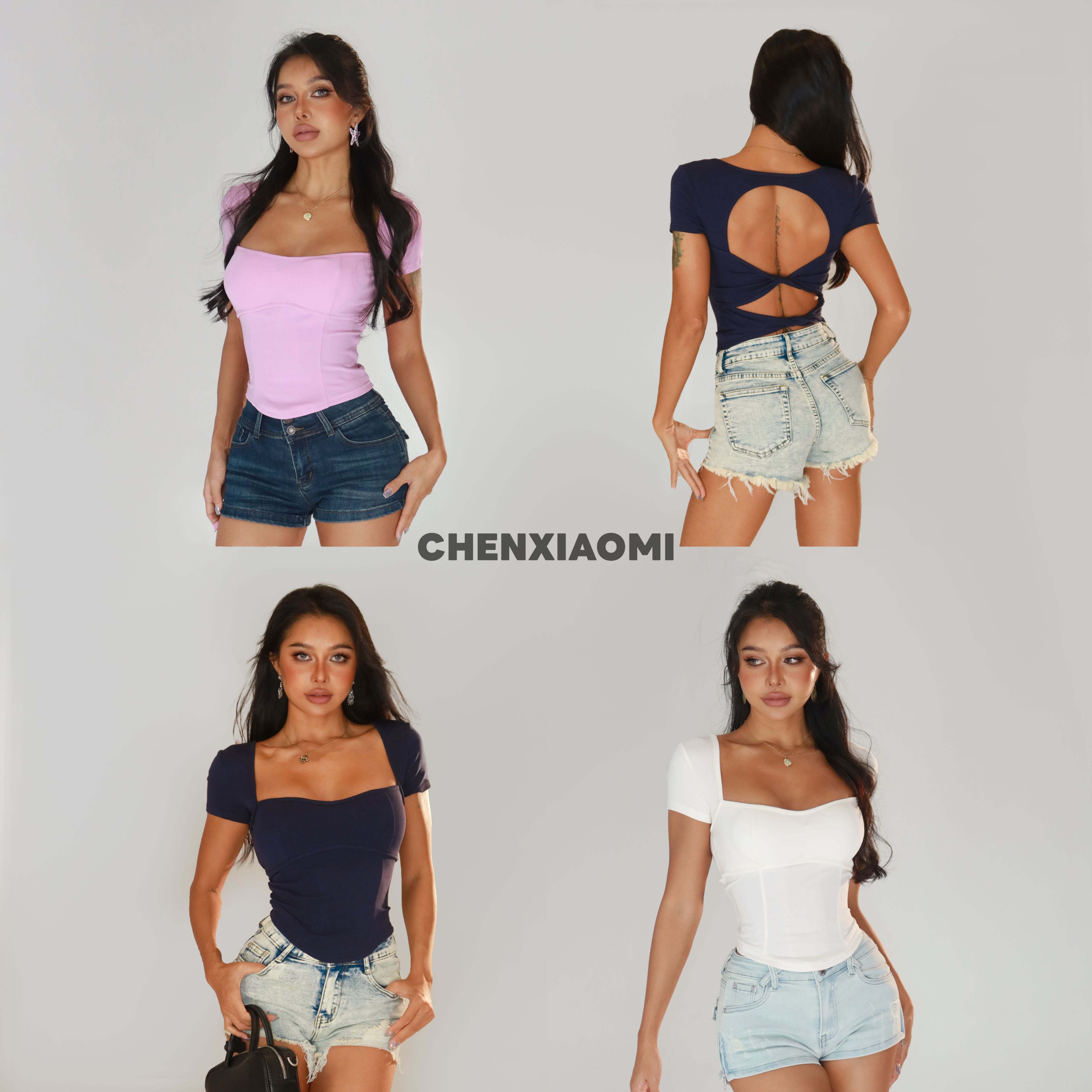 【蜜蜜家】冰萃深夏 欧美辣妹修身性感露背带可拆胸垫上衣25/Z594