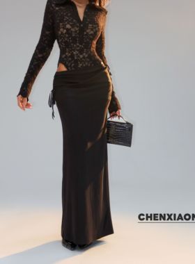 【蜜蜜家】银河交换 欧美辣妹修身多种穿法抽绳半身裙长裙25/Q147