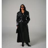 蜜蜜家 秋冬外套 暗香影 欧美辣妹时尚 休闲黑色长款 T065 T071