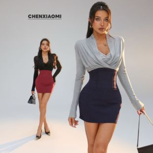 欧美辣妹吊带美背 长袖 外衫 Z671 风起了 两件套25 Z606 蜜蜜家