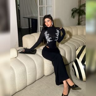 长袖 刺绣连体衣 磨毛V腰长半裙 Z664 荆棘白玫 Q173 蜜蜜家
