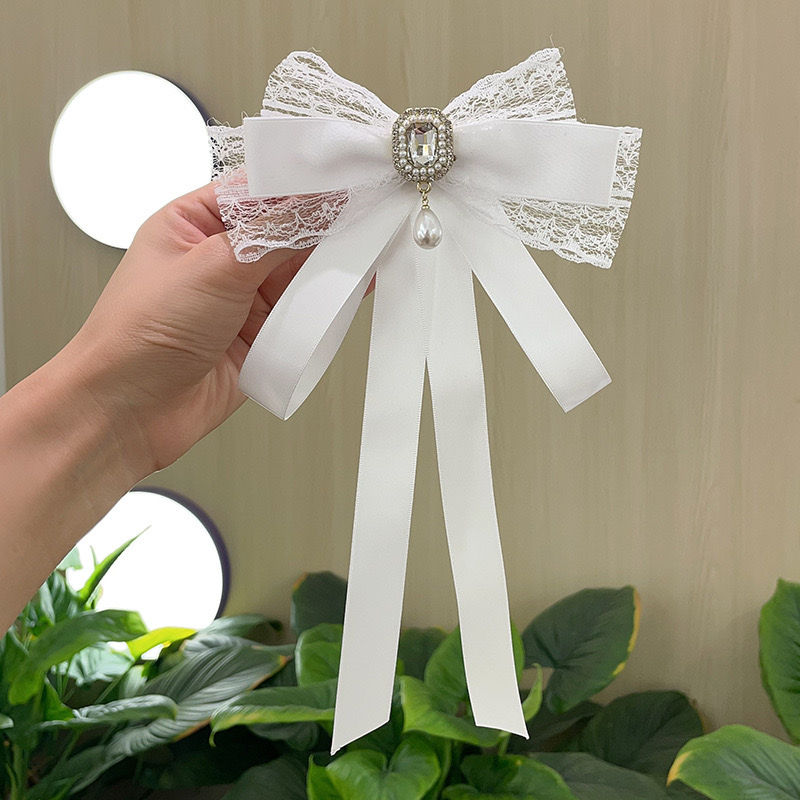 【蜜蜜家】蝴蝶结领结轻奢飘带带水钻胸针 LM103